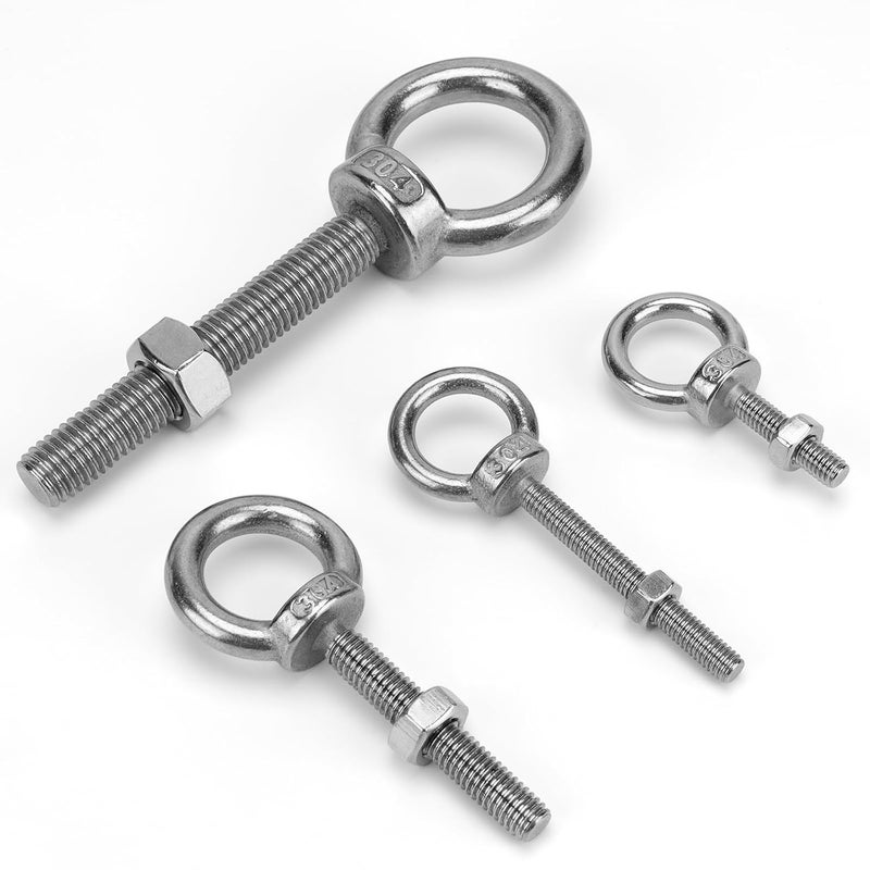 Vmuter 4 Pack M10 Stainless Steel Eye Bolts with Nuts 1" Thread Length - Eyebolts for DIY, Furniture, Swing, and Outdoor Use M10 x 25 - Image 3